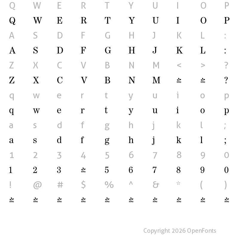 Character Map of FONTSPRING DEMO - Worldwide Regular