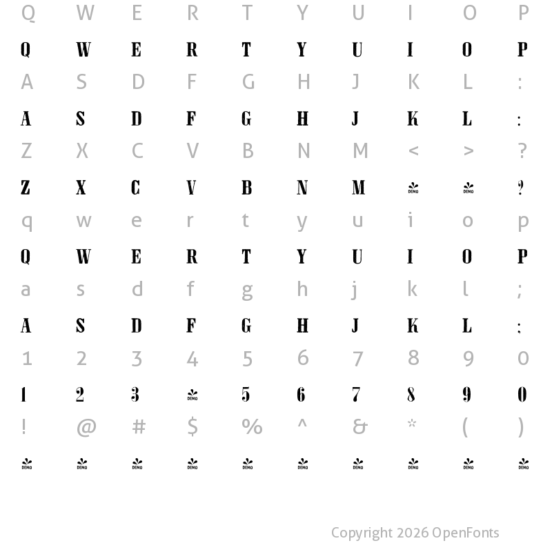 Character Map of FONTSPRING DEMO - WTC URSUS Regular