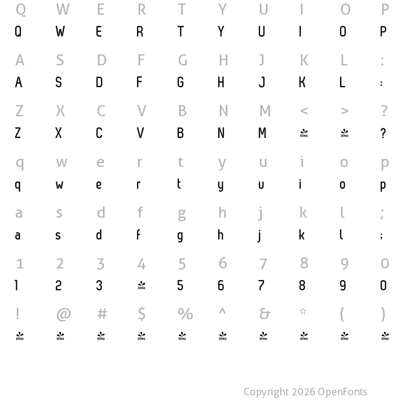 Character Map of FONTSPRING DEMO - Zag Bold Regular