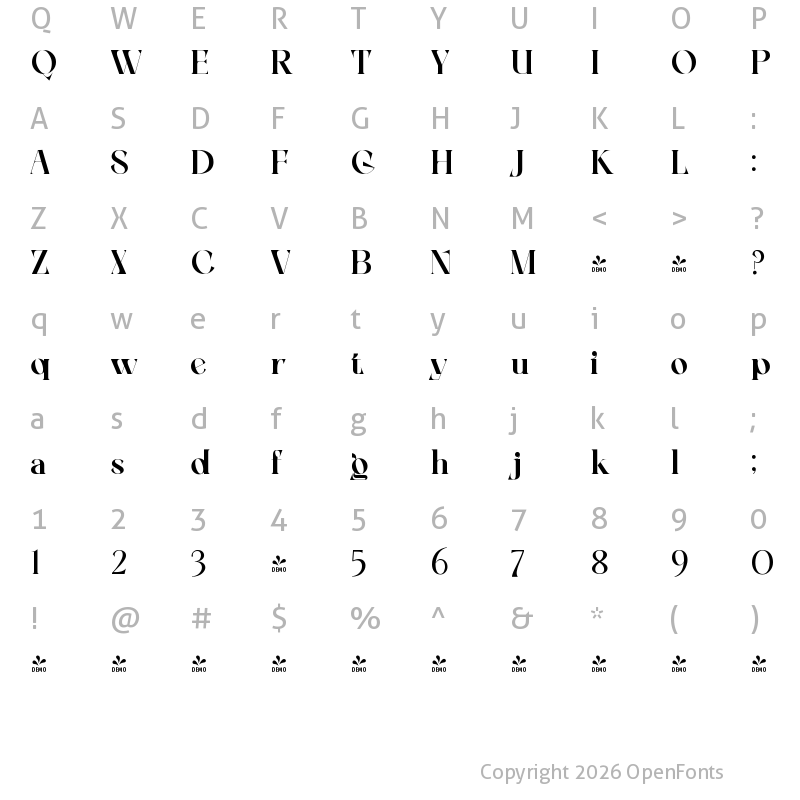 Character Map of FONTSPRING DEMO - Zenoa Bold Regular