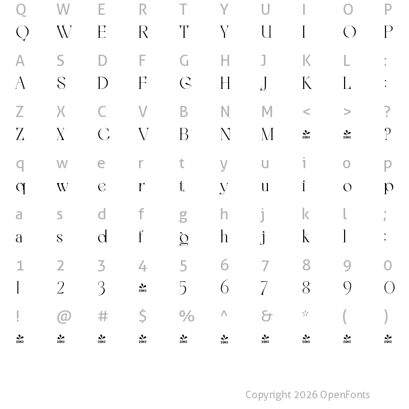 Character Map of FONTSPRING DEMO - Zenoa Regular