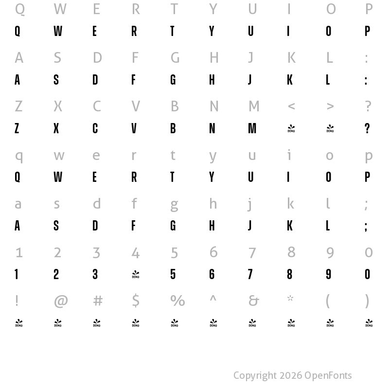 Character Map of FONTSPRING DEMO - Zuume Soft SemiBold Regular
