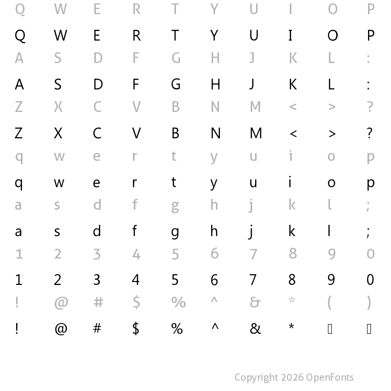 Character Map of Fonty172 Regular