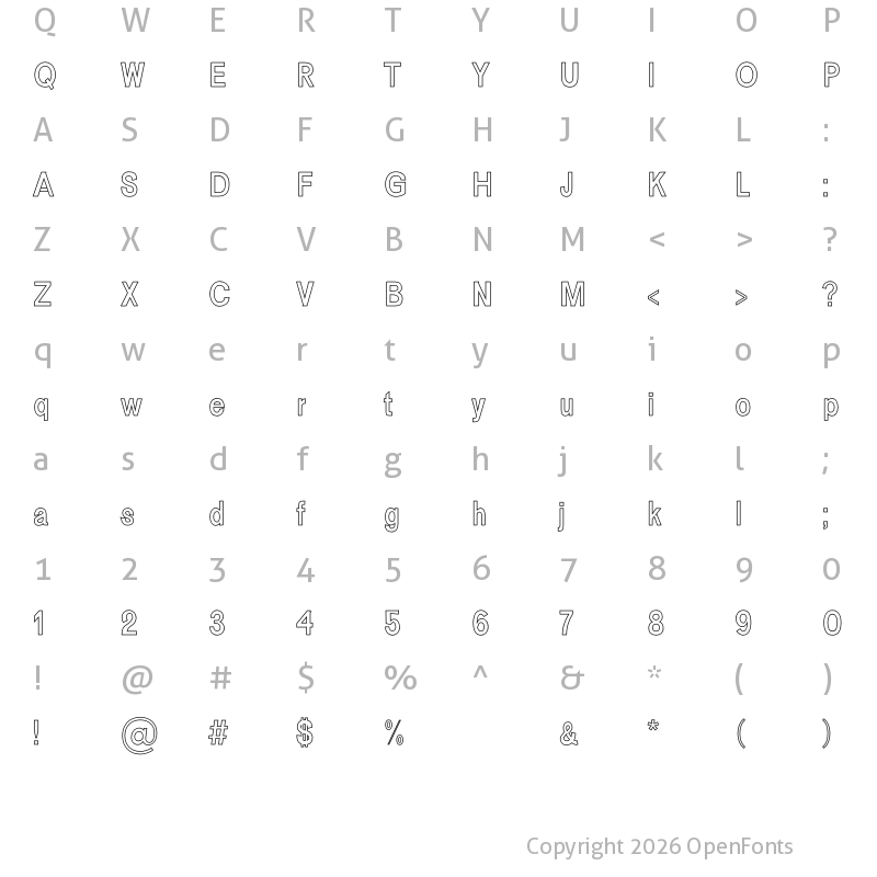 Character Map of Fonzy Outline