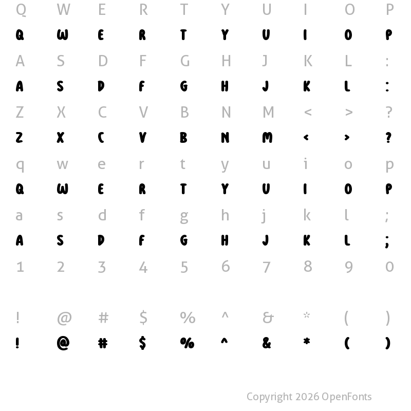 Character Map of Food Zone Regular