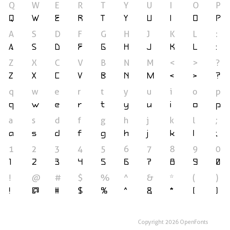 Character Map of FOOTURE Regular