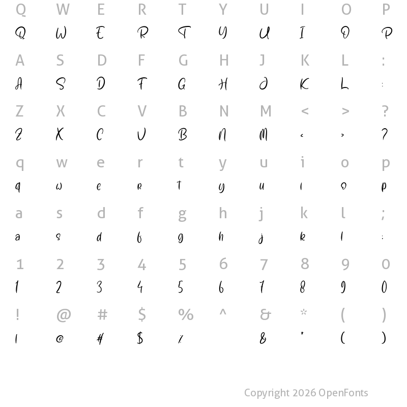 Character Map of For My Children Barara Regular