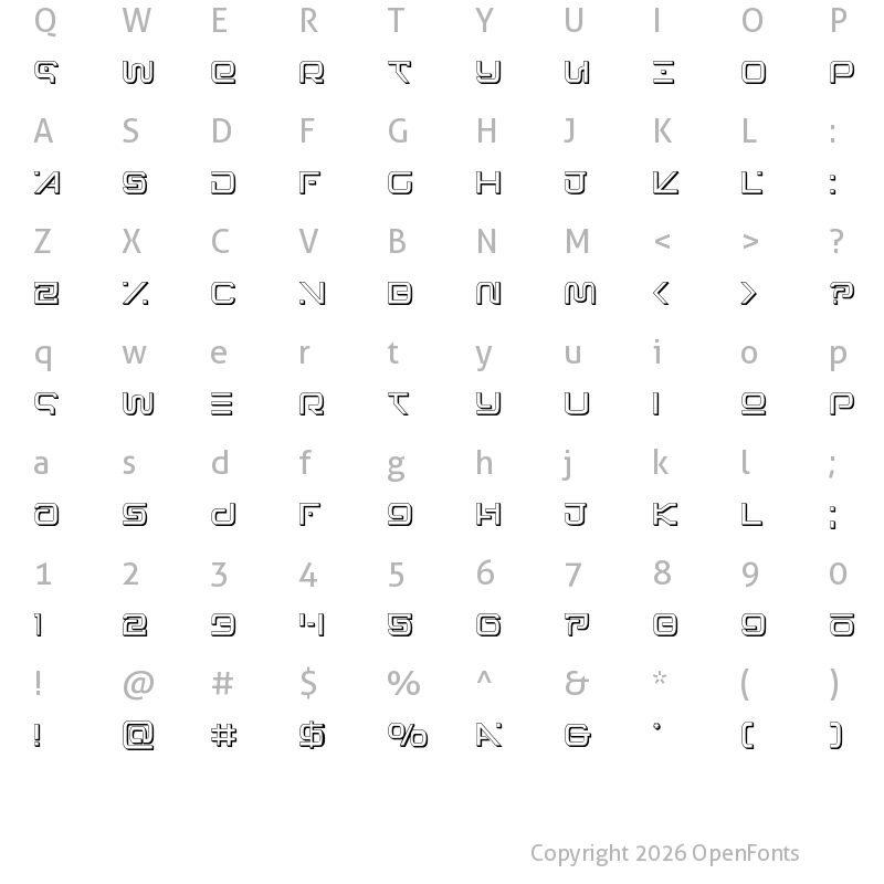 Character Map of Foreign Alien 3D Regular