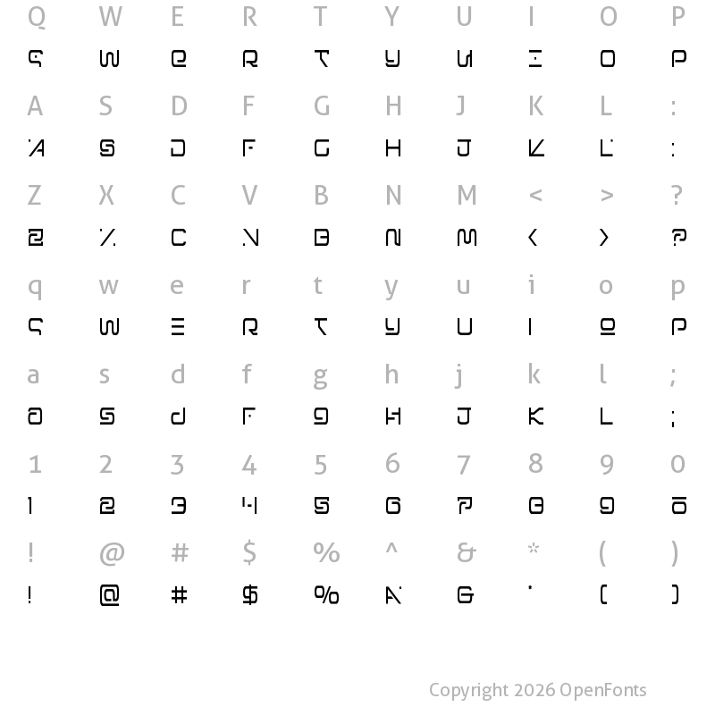 Character Map of Foreign Alien Condensed Condensed