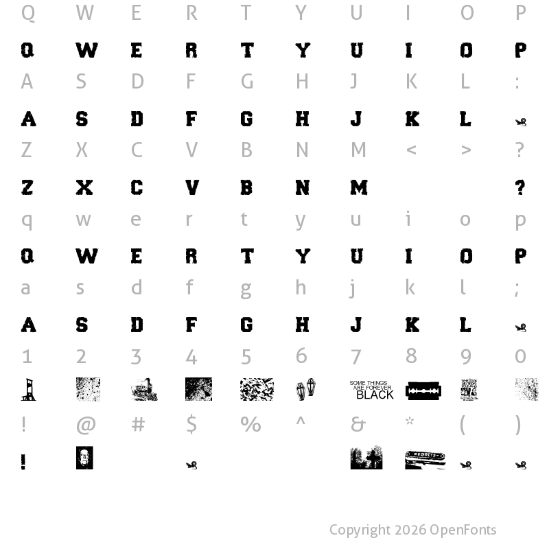 Character Map of Forever Black Regular