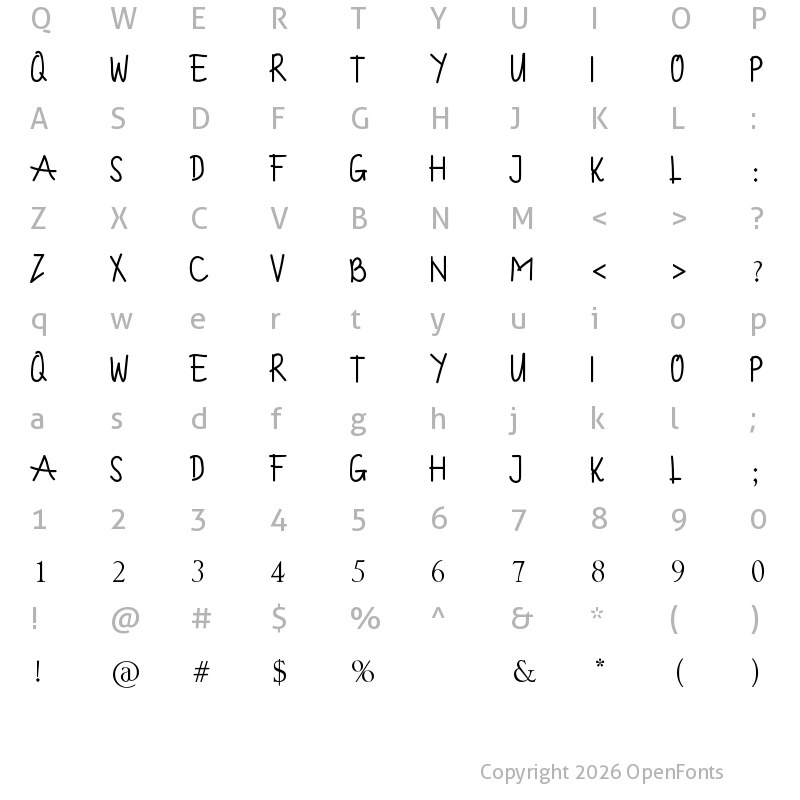 Character Map of FORGOTTEN Regular