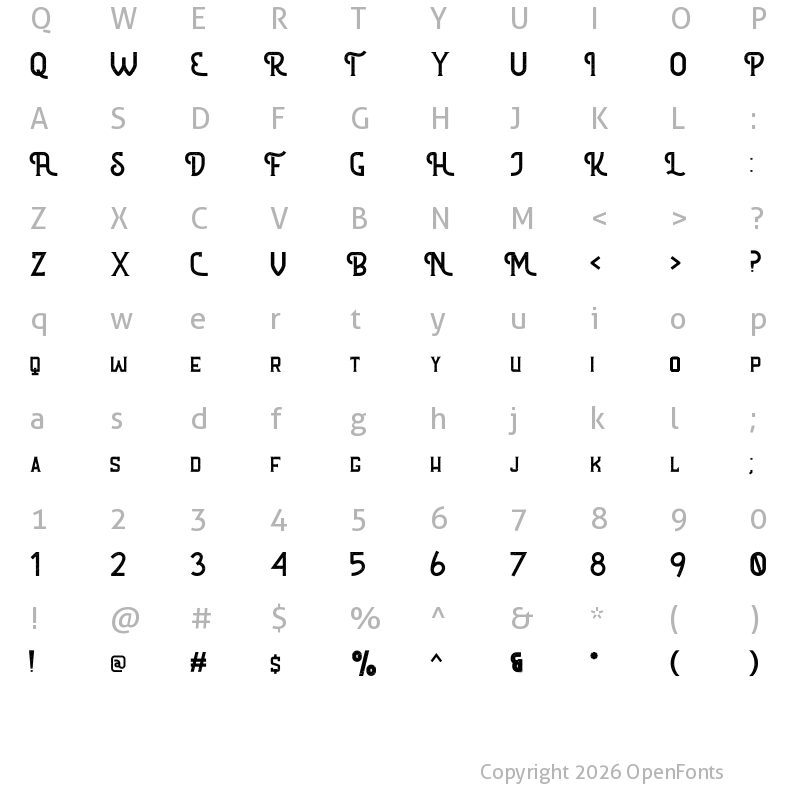 Character Map of Fortunate Regular