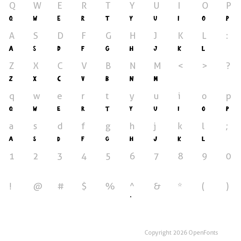 Character Map of Fortyfresh Free Regular