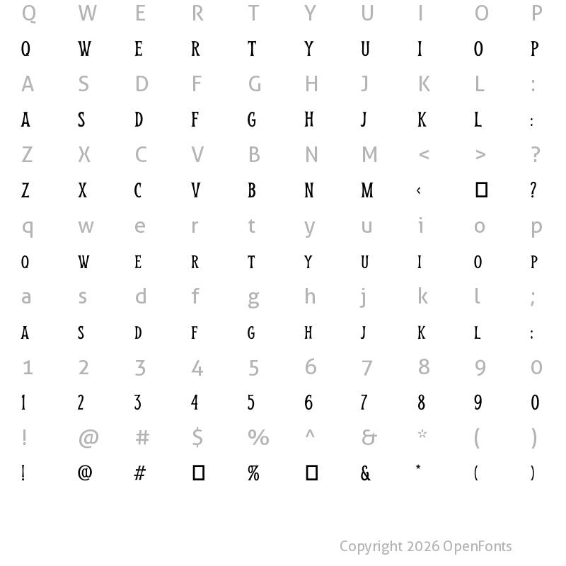 Character Map of Fotales Regular