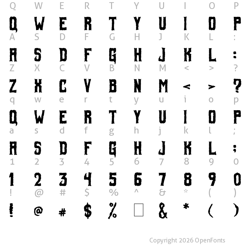 Character Map of Foul Fiend Regular