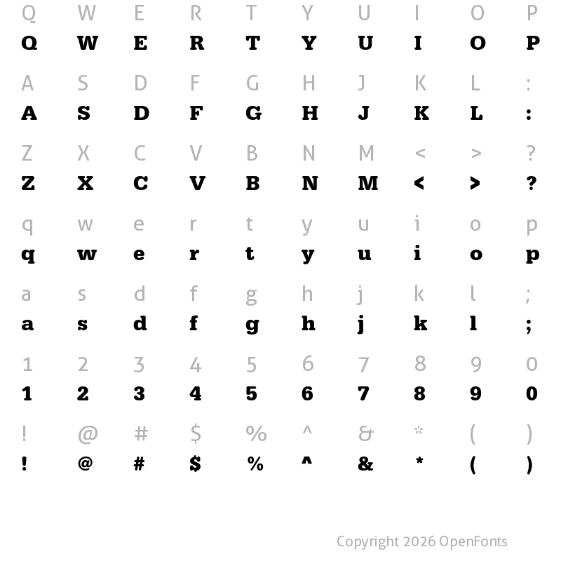 Character Map of FP Typewriter Bold