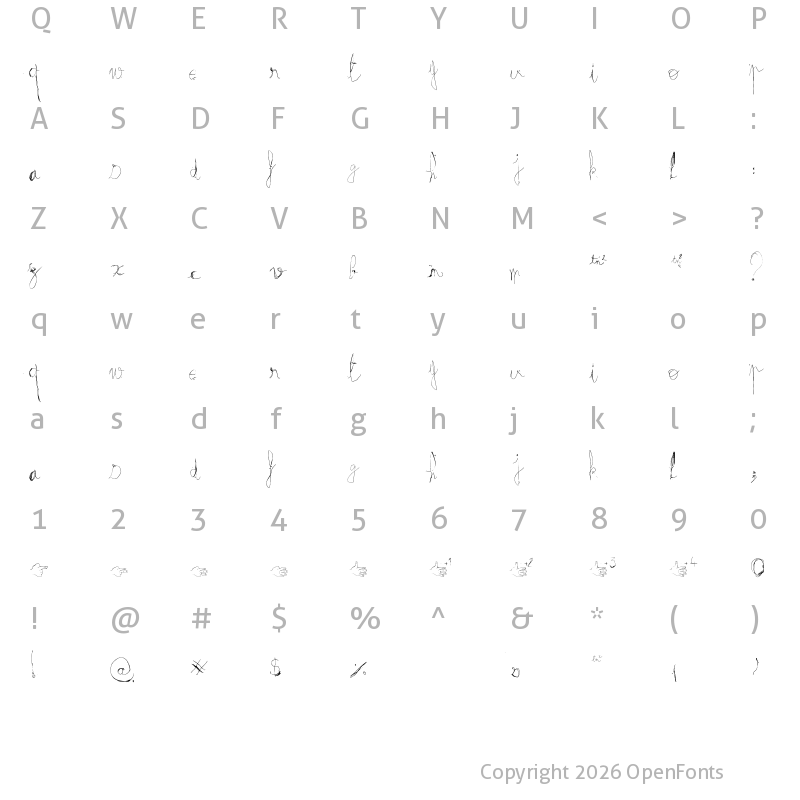 Character Map of fractrish Regular