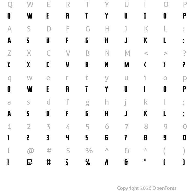 Character Map of Frank-n-Plank Bold Bold