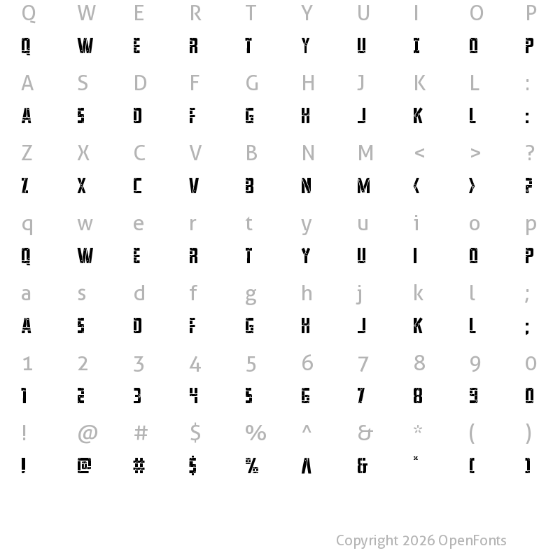 Character Map of Frank-n-Plank Light Light