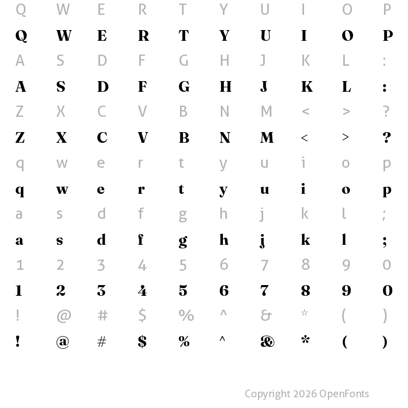Character Map of Fraunces 72pt S000 Bold