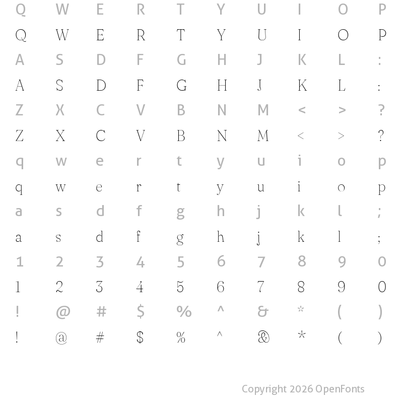 Character Map of Fraunces 72pt S000 Thin