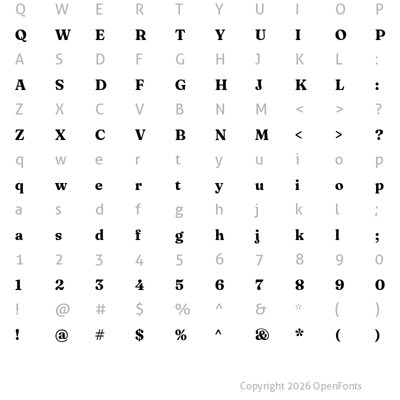 Character Map of Fraunces 72pt S050 Bold