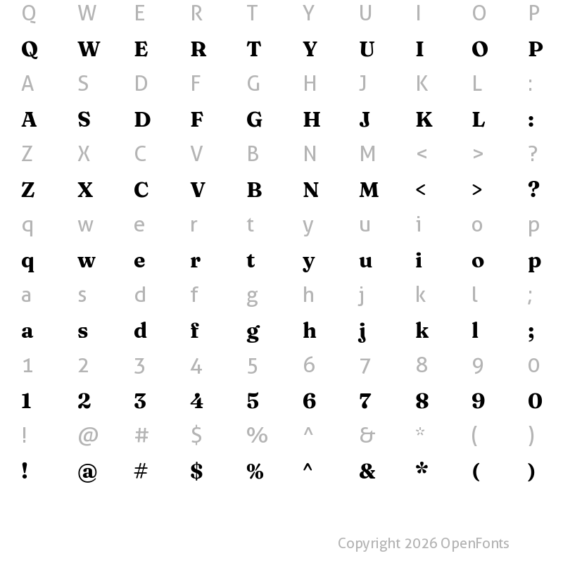 Character Map of Fraunces 9pt S000 Bold