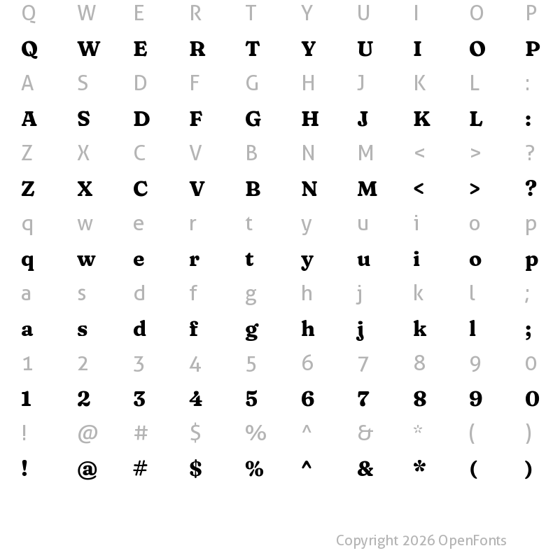 Character Map of Fraunces 9pt S100 Bold