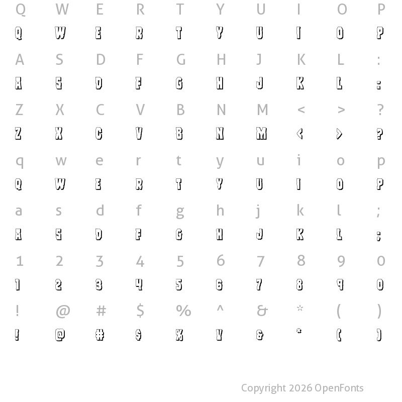 Character Map of Freakfinder 3D Regular