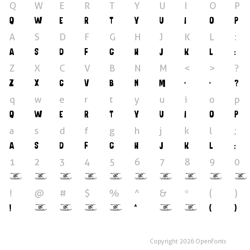 Character Map of Freaky Freedom Regular