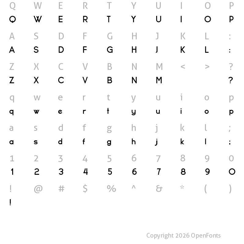 Character Map of Frederic Regular