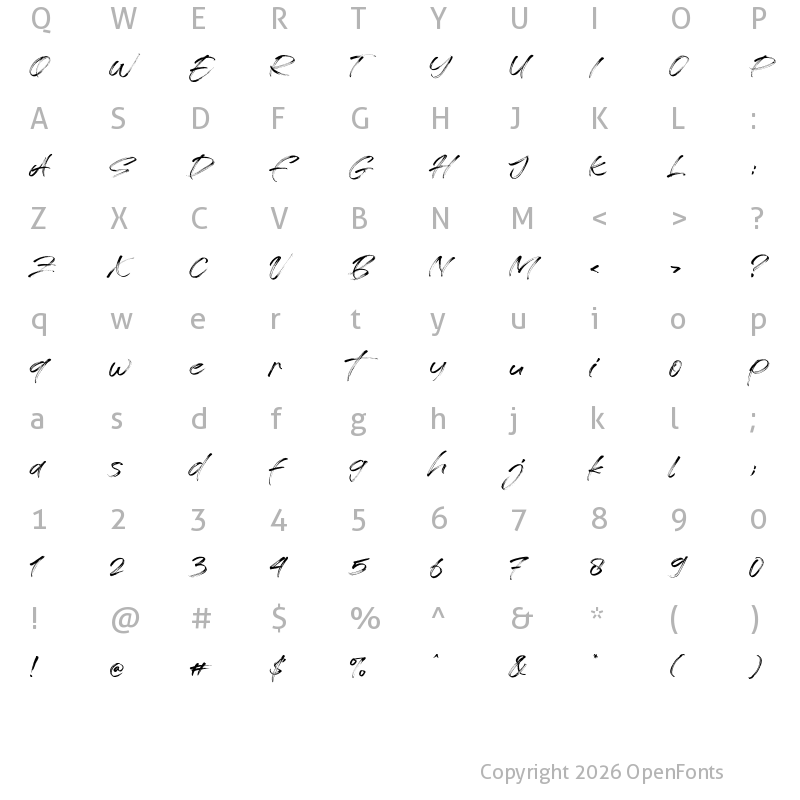 Character Map of Free License Regular
