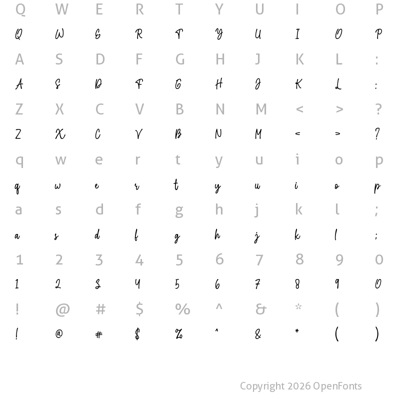 Character Map of Freedom Soulmate Regular