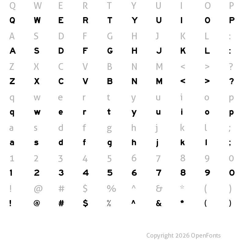 Character Map of Freeway Gothic Regular