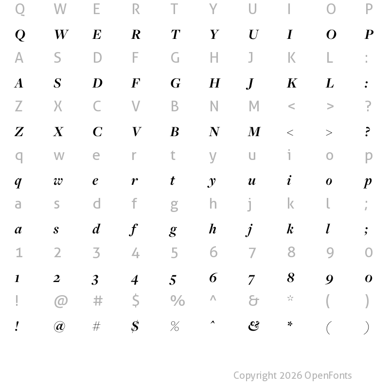 Character Map of FreightDisp Pro Bold Italic