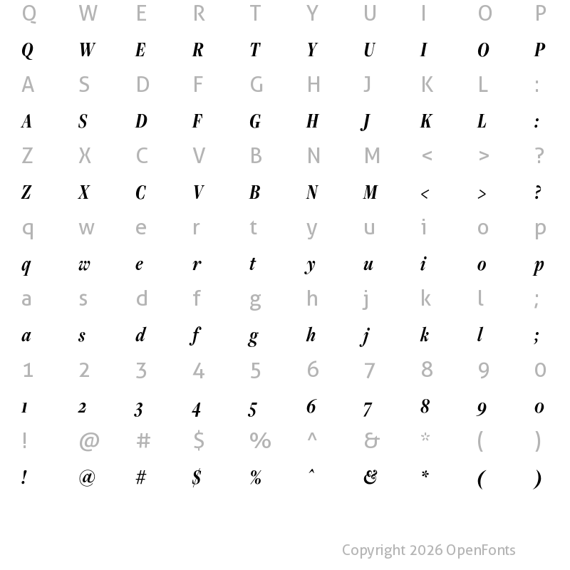 Character Map of FreightDispCmp Pro Bold Italic