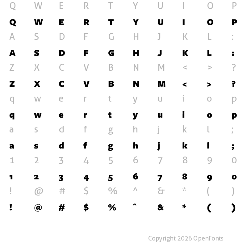 Character Map of FreightSans Pro Black