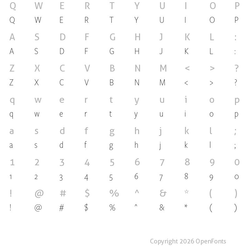 Character Map of FreightSansHCndPro XLight