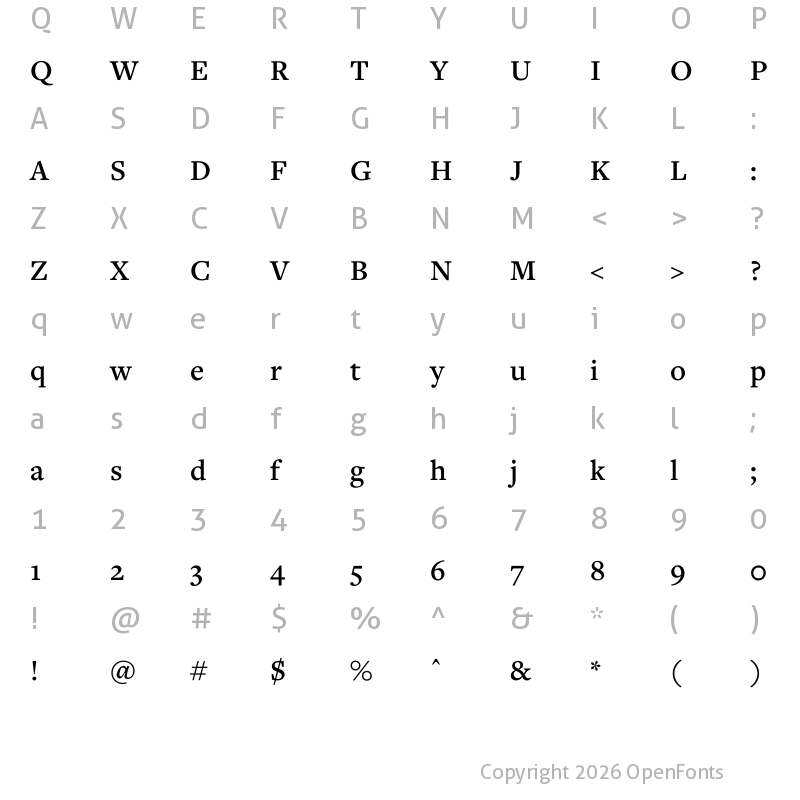 Character Map of FreightText Pro Semibold