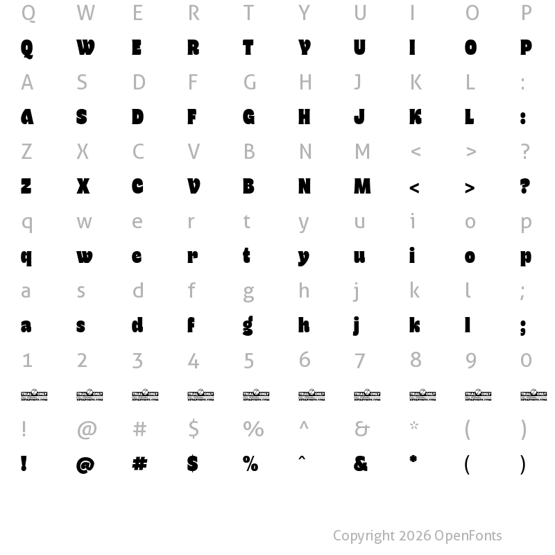 Character Map of Freitag Display Trial L