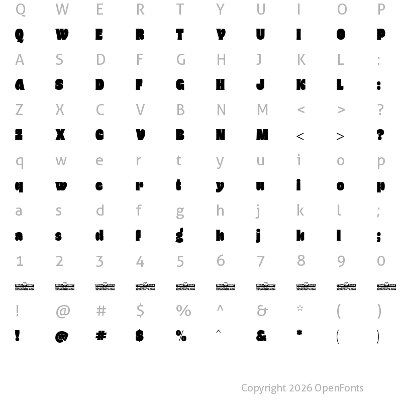 Character Map of Freitag Display Trial XL