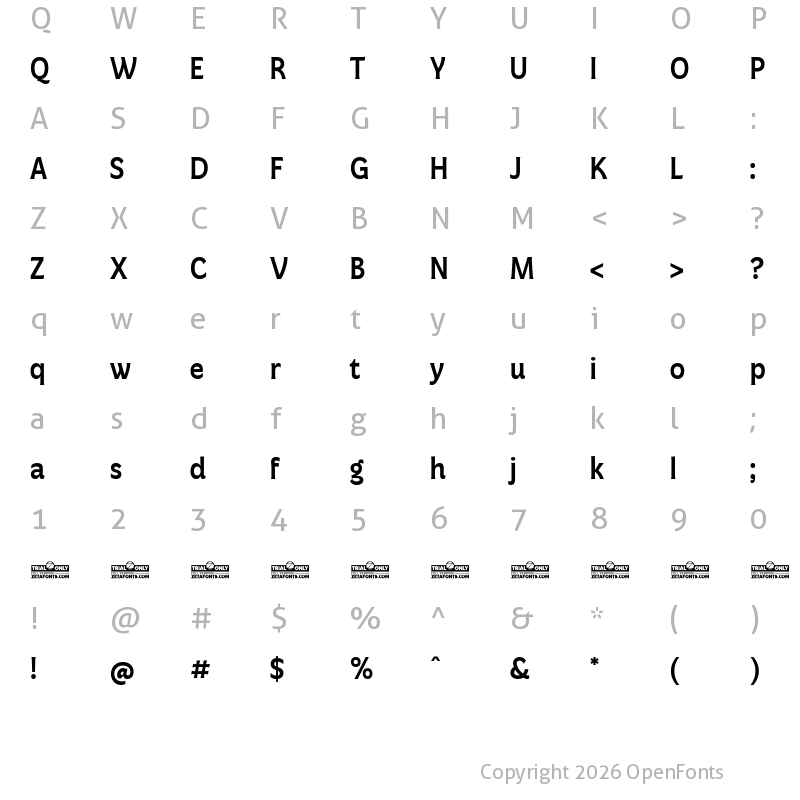 Character Map of Freitag Trial Medium