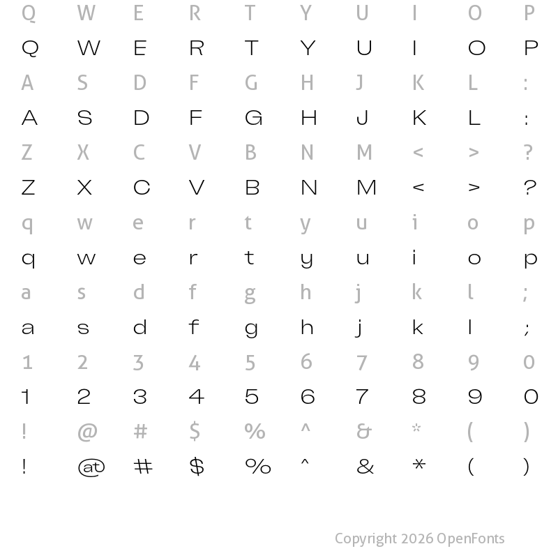 Character Map of Freizeit 120 Light