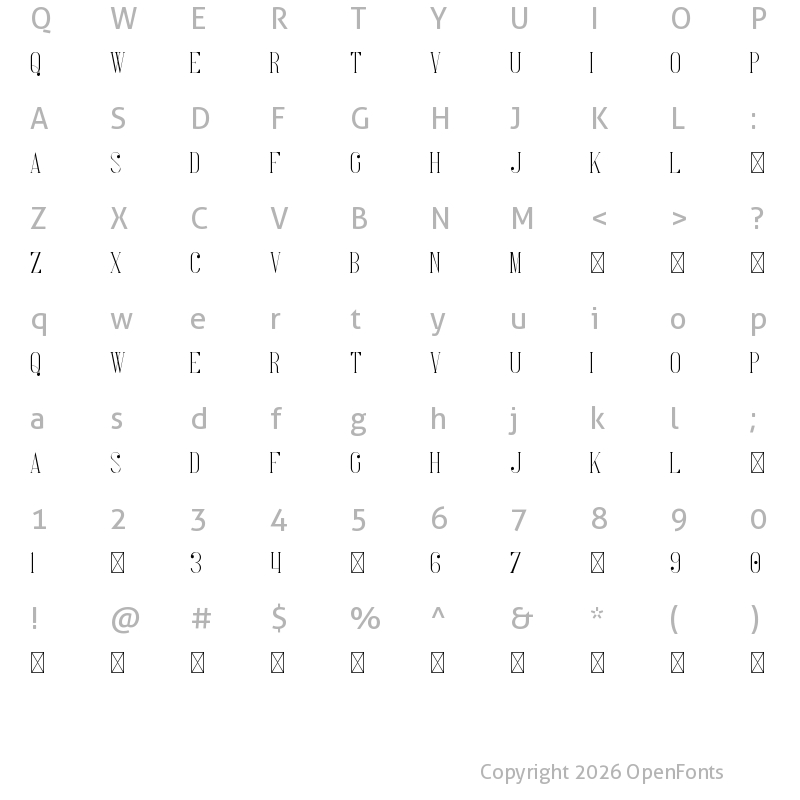 Character Map of French Demo Regular