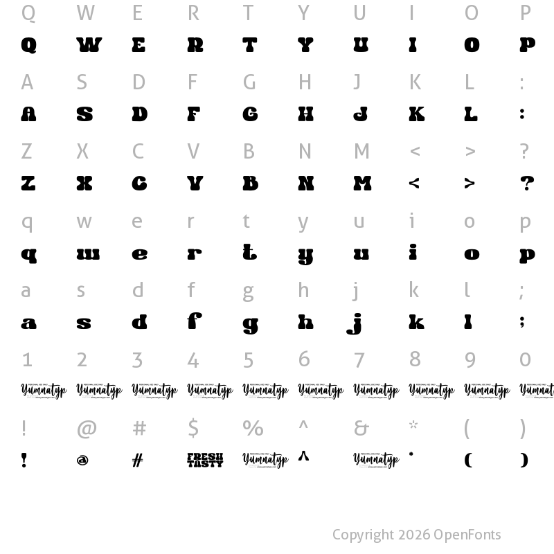 Character Map of Fresh Tasty Personal Use Regular