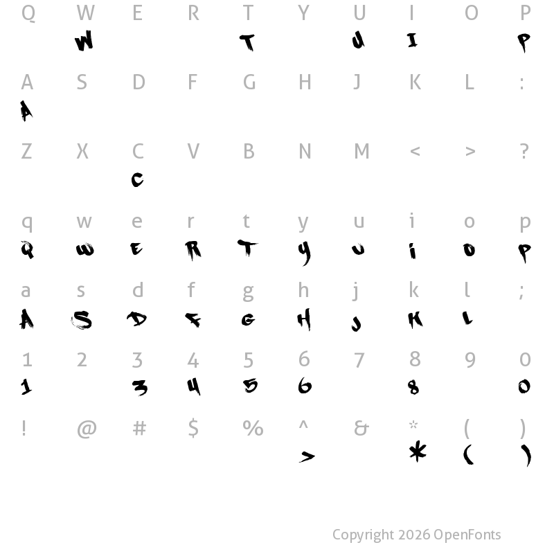Character Map of FreshPaint ?