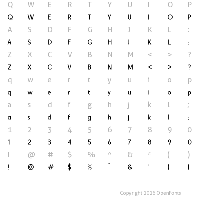 Character Map of freshwost Regular