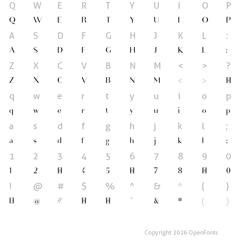 Character Map of Friandise Normal Demo