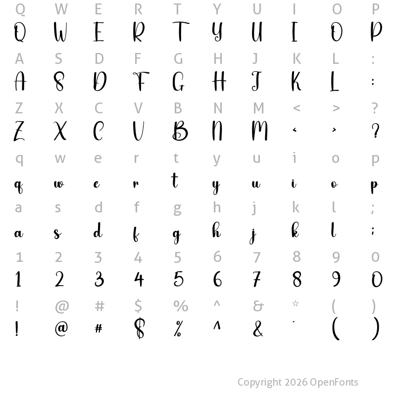 Character Map of Friday Regular