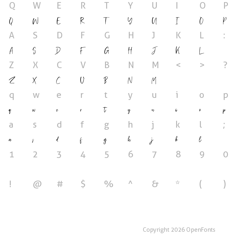 Character Map of Friday Vibes Regular